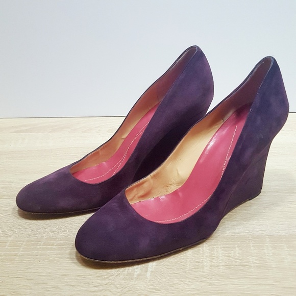 kate spade Shoes Kate Spade Kiki Suede Wedge Eggplant